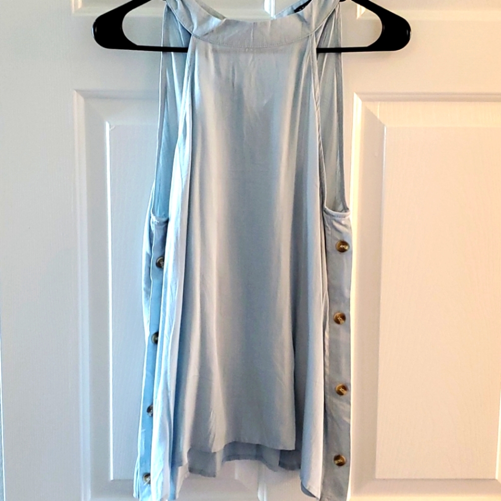 NWT Side Button Halter Neck Tank - Light Blue